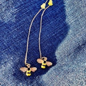Gold Plated Dangling Bee Earrings, NWOT